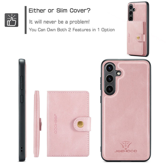 For Samsung Galaxy S24 FE 5G JEEHOOD J01 Retro Magnetic Detachable Wallet Phone Case(Pink)
