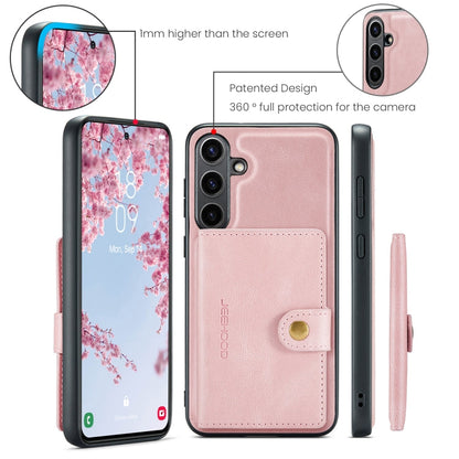Pour Samsung Galaxy S24 FE 5G JEEHOOD J01 Étui Portefeuille Téléphone Rétro Magnétique Détachable (Rose)