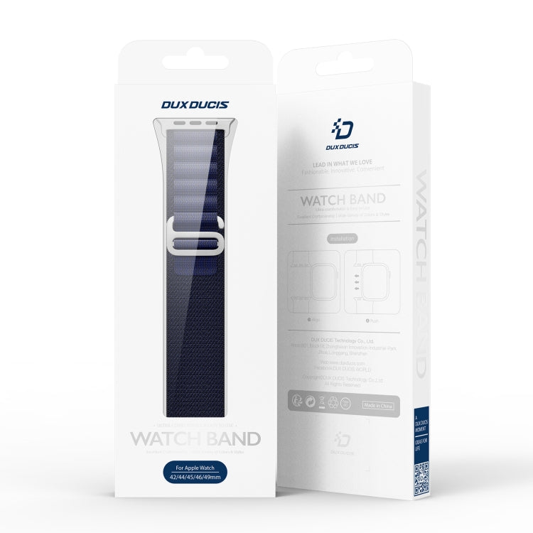 For Apple Watch 46mm / 49mm / 45mm / 44mm DUX DUCIS GS Series Nylon Loop Watch Band(Navy Blue)