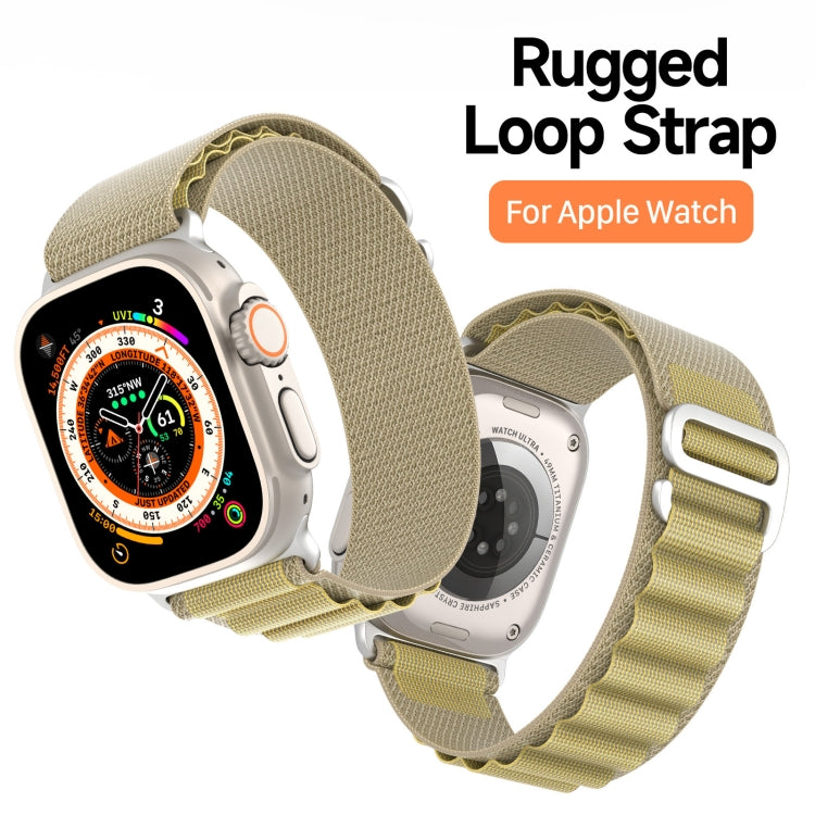 For Apple Watch 46mm / 49mm / 45mm / 44mm DUX DUCIS GS Series Nylon Loop Watch Band(Tan)
