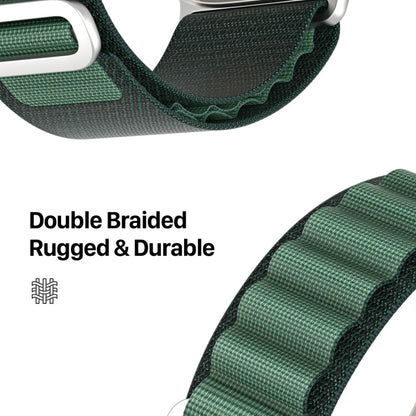 For Apple Watch 46mm / 49mm / 45mm / 44mm DUX DUCIS GS Series Nylon Loop Watch Band(Dark Green)