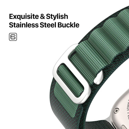 For Apple Watch 46mm / 49mm / 45mm / 44mm DUX DUCIS GS Series Nylon Loop Watch Band(Dark Green)