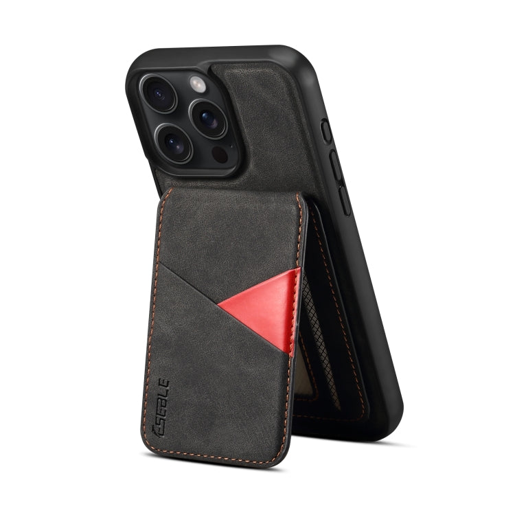 For iPhone 14 / 13 ESEBLE E2 Retro Texture Card Slots MagSafe RFID Leather Case(Black)