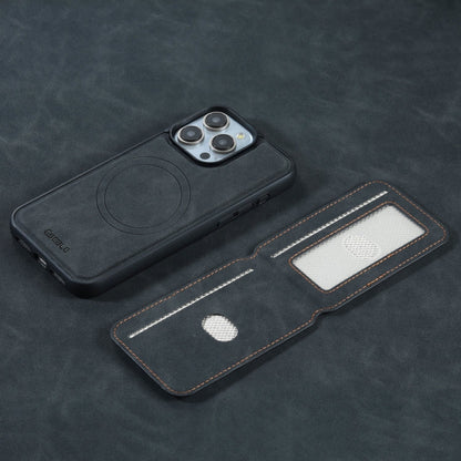 For iPhone 14 / 13 ESEBLE E2 Retro Texture Card Slots MagSafe RFID Leather Case(Black)