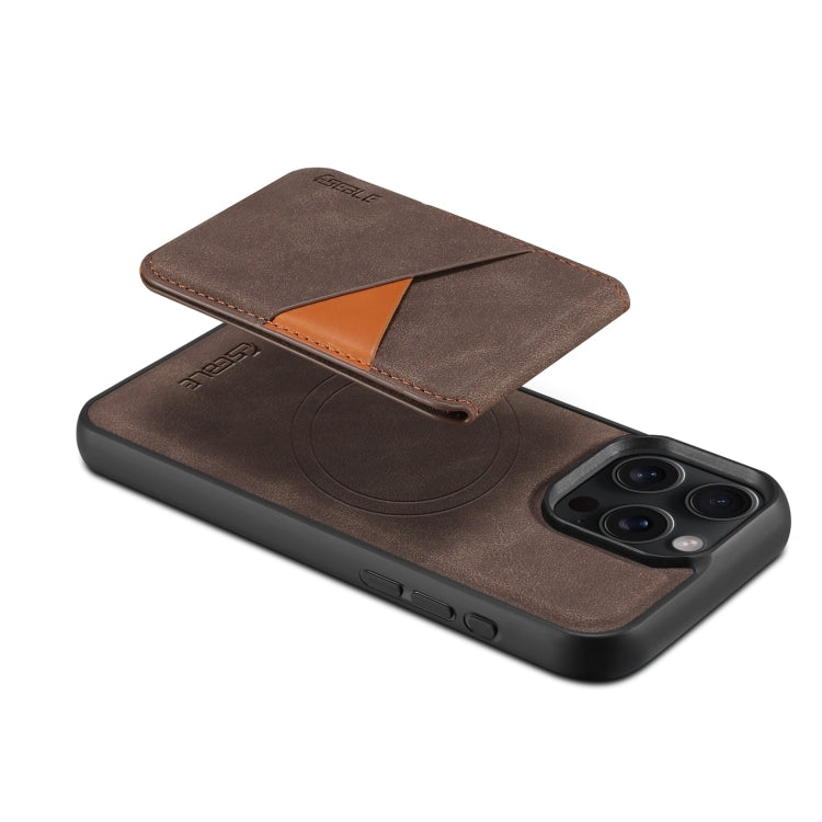 Pour iPhone 13 Pro Max ESEBLE E2 Étui en cuir MagSafe anti-RFID avec fentes pour cartes et texture rétro (Café)