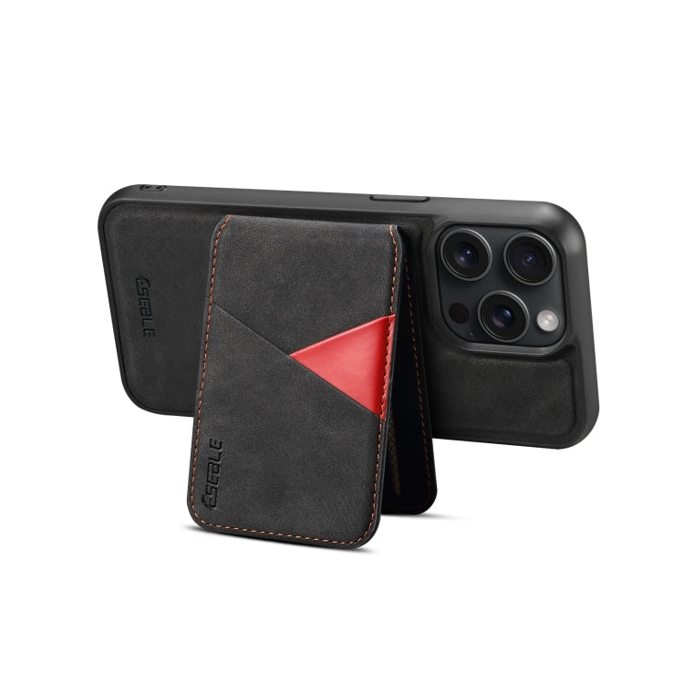 Pour iPhone 14 Pro Max ESEBLE E2 Étui en cuir avec texture rétro, fentes pour cartes, MagSafe et RFID (noir)