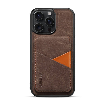 For iPhone 14 Pro Max ESEBLE E2 Retro Texture Card Slots MagSafe RFID Leather Case(Coffee)