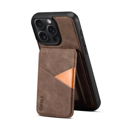 For iPhone 14 Pro Max ESEBLE E2 Retro Texture Card Slots MagSafe RFID Leather Case(Coffee)