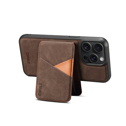 For iPhone 15 Pro Max ESEBLE E2 Retro Texture Card Slots MagSafe RFID Leather Case(Coffee)