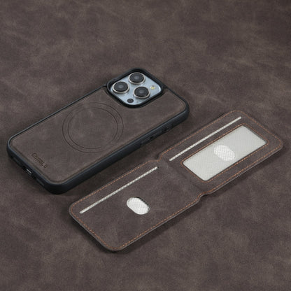 For iPhone 15 Pro Max ESEBLE E2 Retro Texture Card Slots MagSafe RFID Leather Case(Coffee)