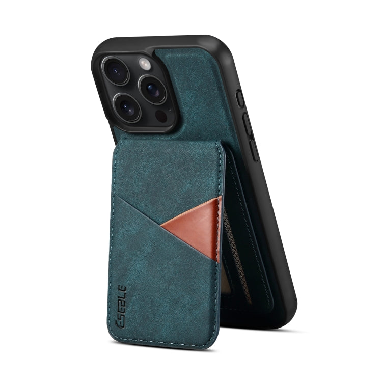 For iPhone 16 Pro ESEBLE E2 Retro Texture Card Slots MagSafe RFID Leather Case(Dark Green)