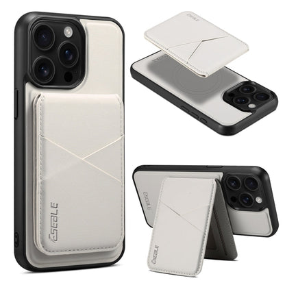 Pour iPhone 13 Pro Étui en cuir MagSafe RFID avec fentes pour cartes et texture unie ESEBLE E3 (Ivoire)
