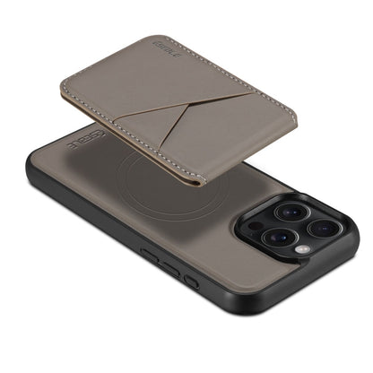 For iPhone 13 Pro Max ESEBLE E3 Plain Texture Card Slots MagSafe RFID Leather Case(Grey)