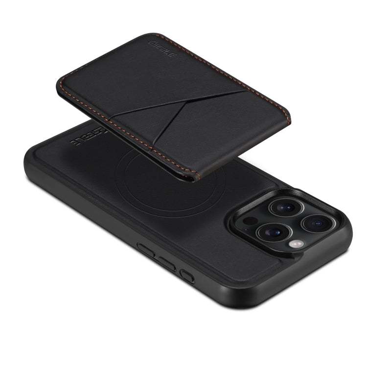 Pour iPhone 15 Plus / 14 Plus ESEBLE E3 Coque en cuir MagSafe RFID avec fentes pour cartes et texture unie (noir)