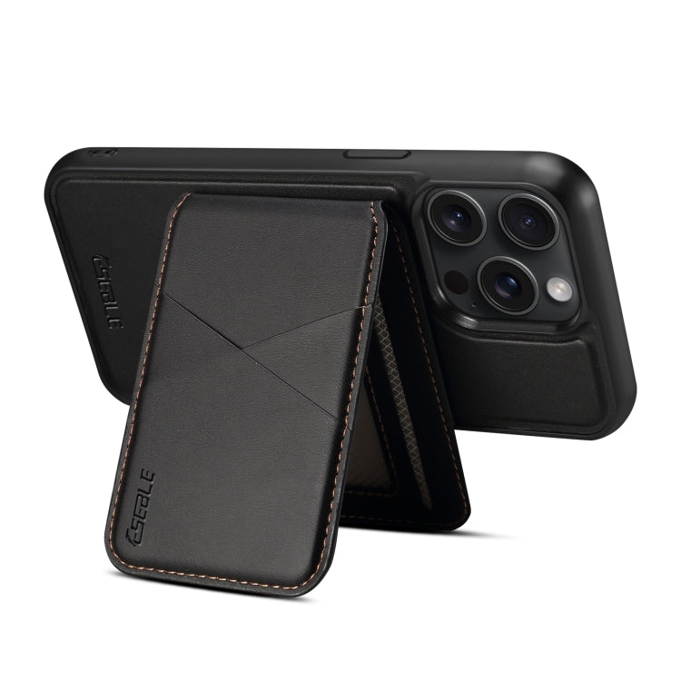 For iPhone 14 Pro Max ESEBLE E3 Plain Texture Card Slots MagSafe RFID Leather Case(Black)