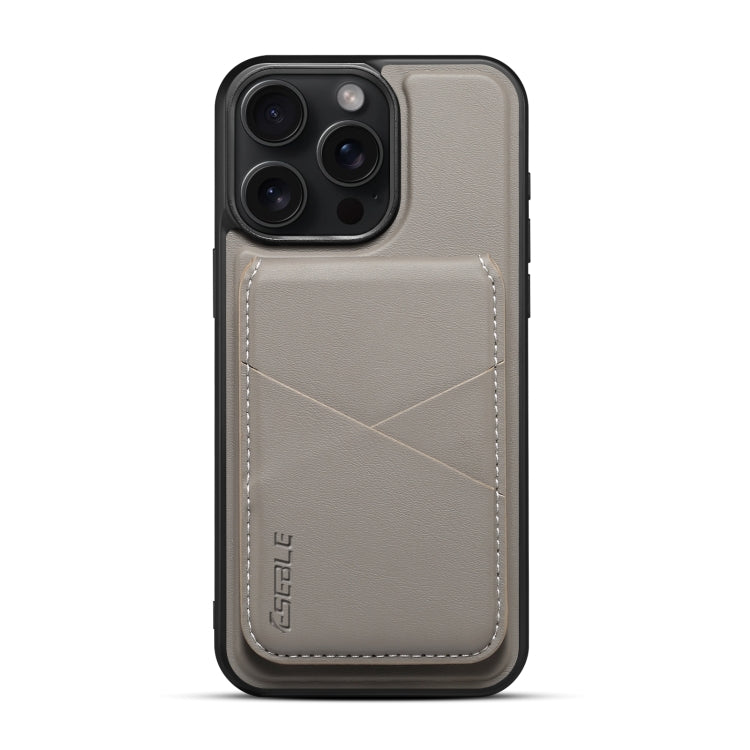 For iPhone 14 Pro Max ESEBLE E3 Plain Texture Card Slots MagSafe RFID Leather Case(Grey)