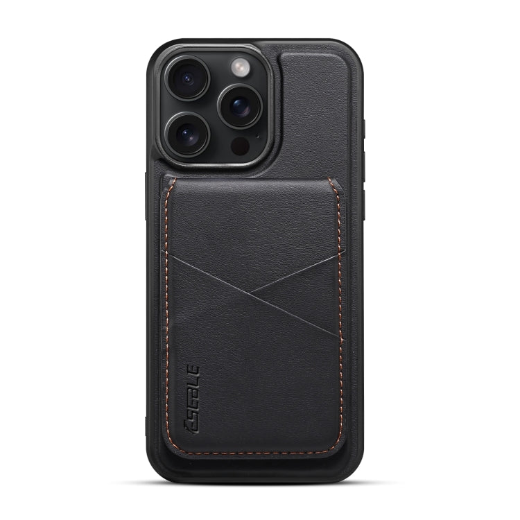 For iPhone 15 ESEBLE E3 Plain Texture Card Slots MagSafe RFID Leather Case(Black)