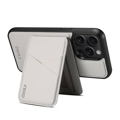 Pour iPhone 15 Pro Max ESEBLE E3 Étui en cuir MagSafe RFID avec fentes pour cartes et texture unie (Ivoire)