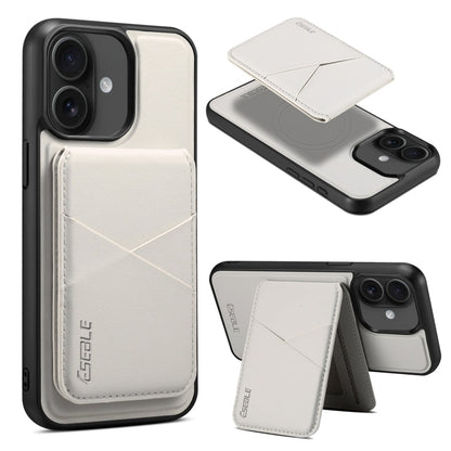 Pour iPhone 16 ESEBLE E3 Coque en Cuir Magsafe RFID à Fentes pour Cartes et Texture Unie (Ivoire)
