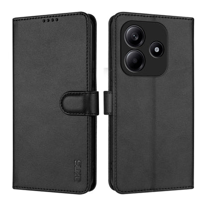 For Redmi Note 14 5G AZNS Skin Feel Calf Texture Flip Leather Phone Case(Black)