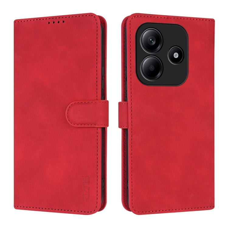For Redmi Note 14 5G AZNS Skin Feel Calf Texture Flip Leather Phone Case(Red)