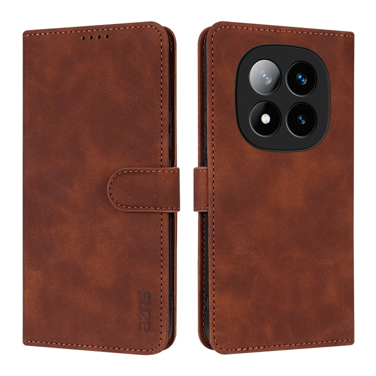 For Redmi Note 14 Pro 5G AZNS Skin Feel Calf Texture Flip Leather Phone Case(Brown)