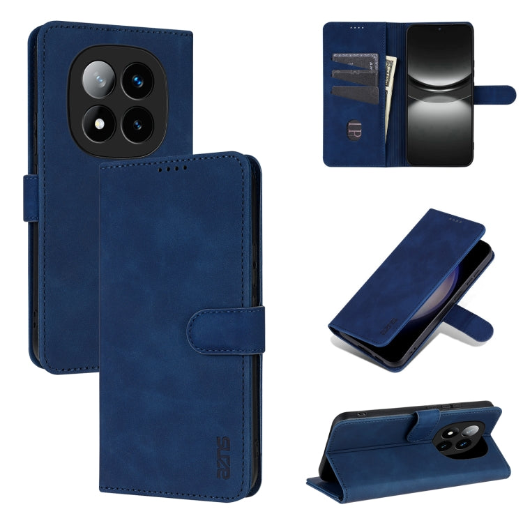 Pour Xiaomi Redmi Note 14 Pro+ 5G Étui de protection en cuir à rabat AZNS avec texture en peau de veau (bleu)