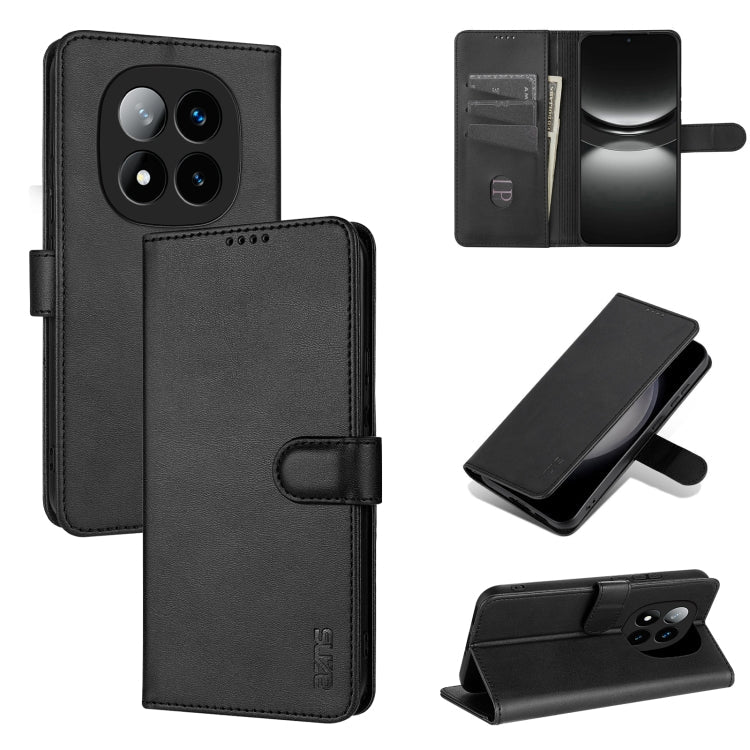 Pour Redmi Note 14 Pro+ 5G AZNS Étui en cuir à rabat texturé veau aspect peau (Noir)