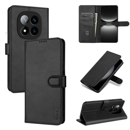 Pour Redmi Note 14 Pro+ 5G AZNS Étui en cuir à rabat texturé veau aspect peau (Noir)