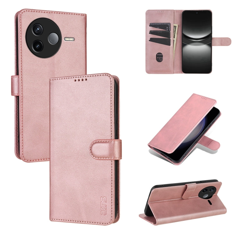 For Redmi K80 AZNS Skin Feel Calf Texture Flip Leather Phone Case(Rose Gold)