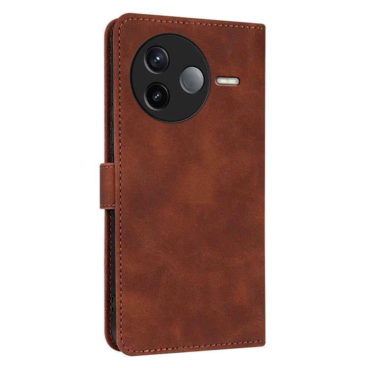 Pour Redmi K80 Étui en Cuir à Rabat AZNS Texture Peau de Veau (Marron)