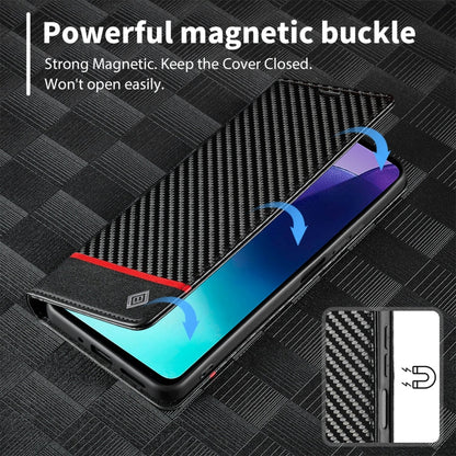 For Redmi 14C 4G LC.IMEEKE Carbon Fiber Texture Flip Leather Phone Case(Horizontal Black)