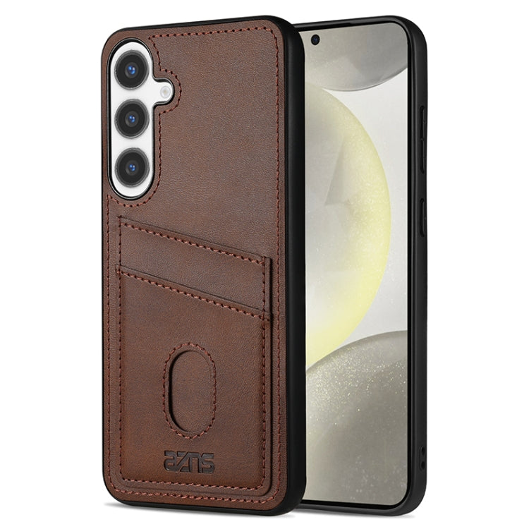Pour Samsung Galaxy S24+ 5G Étui de Téléphone Professionnel AZNS Série K1 avec Porte-Cartes (Marron)