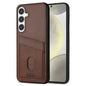 Pour Samsung Galaxy S24+ 5G Étui de Téléphone Professionnel AZNS Série K1 avec Porte-Cartes (Marron)