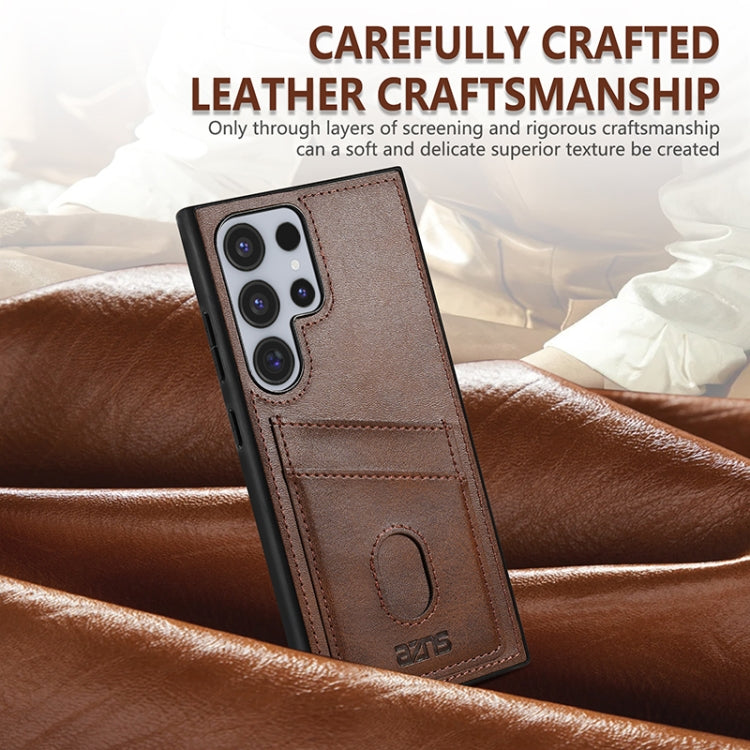 For Samsung Galaxy S24 Ultra 5G AZNS K1 Series Card Slot Business Phone Case(Brown)