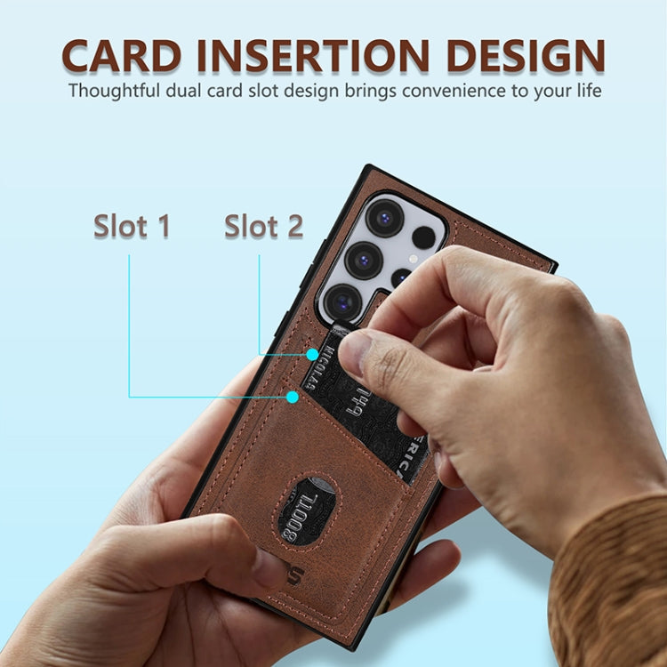 For Samsung Galaxy S24 Ultra 5G AZNS K1 Series Card Slot Business Phone Case(Brown)