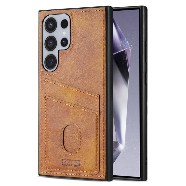 Pour Samsung Galaxy S24 Ultra 5G AZNS K1 Series Étui de Téléphone Professionnel avec Fente pour Cartes (Jaune)