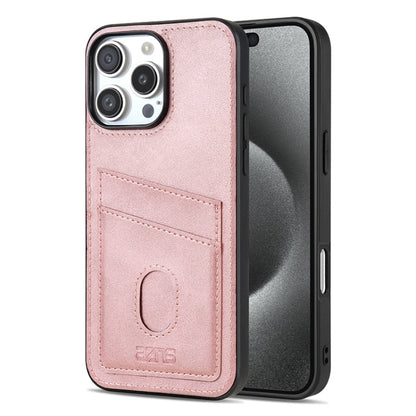 For iPhone 16 Pro Max AZNS K1 Series Card Slot Business Phone Case(Pink)