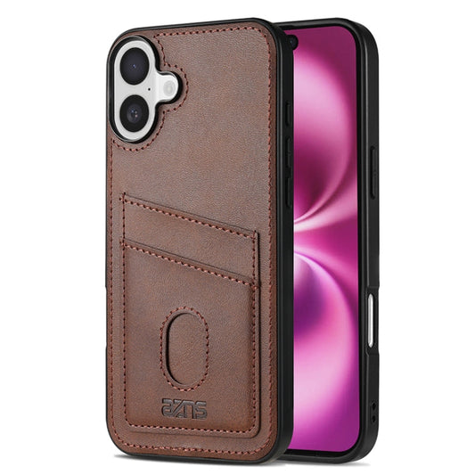 Pour coque de téléphone professionnelle à fente pour carte AZNS K1 Series pour iPhone 16 (marron)
