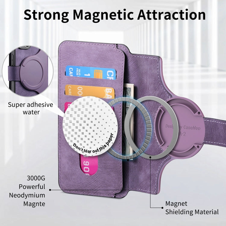 For iPhone 16 Pro CaseNeo MagSafe RFID Anti-theft Retro Leather Phone Case(Purple)