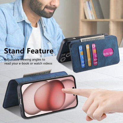 For iPhone 16 Plus CaseNeo MagSafe RFID Anti-theft Retro Leather Phone Case(Blue)