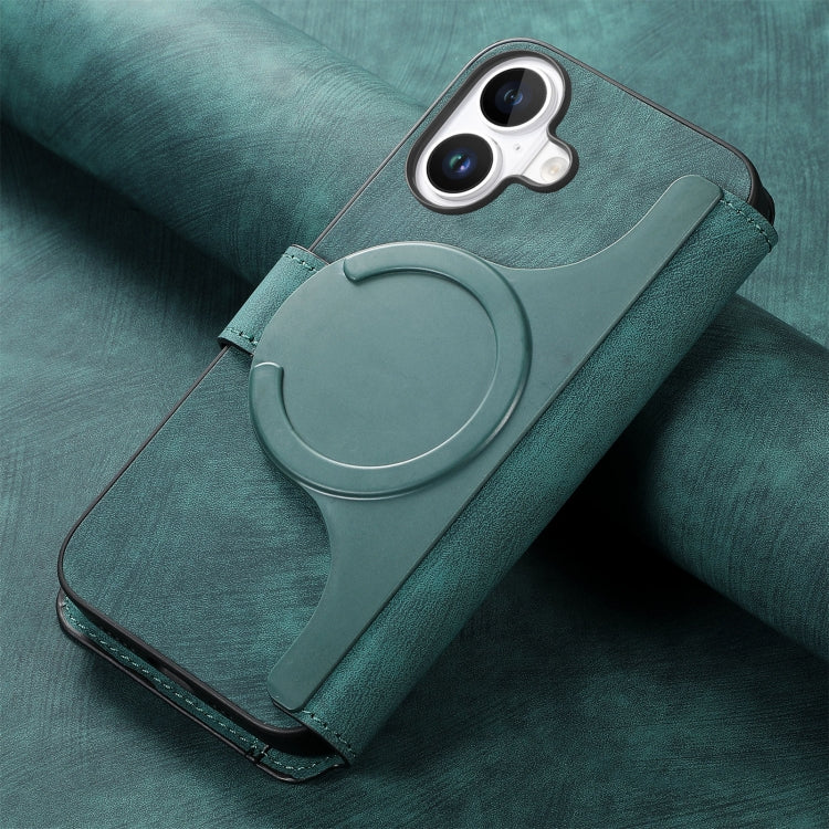 For iPhone 16 CaseNeo MagSafe RFID Anti-theft Retro Leather Phone Case(Green)