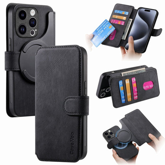 For iPhone 15 Pro Max CaseNeo MagSafe RFID Anti-theft Retro Leather Phone Case(Black)