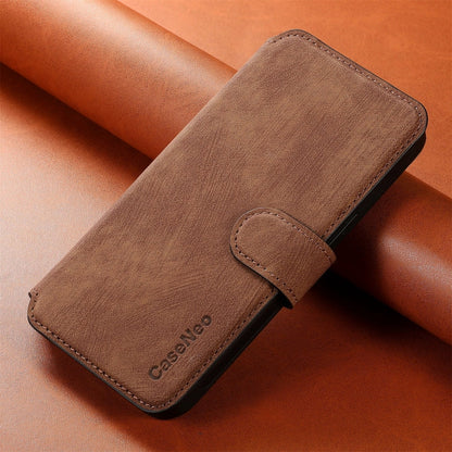 Pour iPhone 15 Pro Max ÉtuiNeo MagSafe RFID Antivol Étui de téléphone en cuir rétro (Marron)