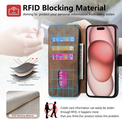 Pour iPhone 15 Pro Max ÉtuiNeo MagSafe RFID Antivol Étui de téléphone en cuir rétro (Marron)