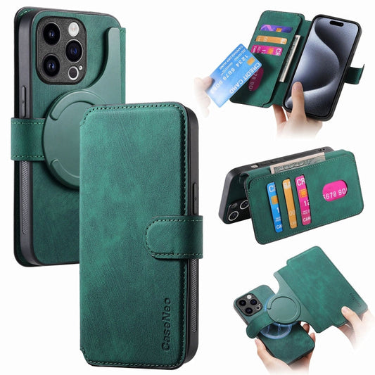 For iPhone 15 Pro Max CaseNeo MagSafe RFID Anti-theft Retro Leather Phone Case(Green)