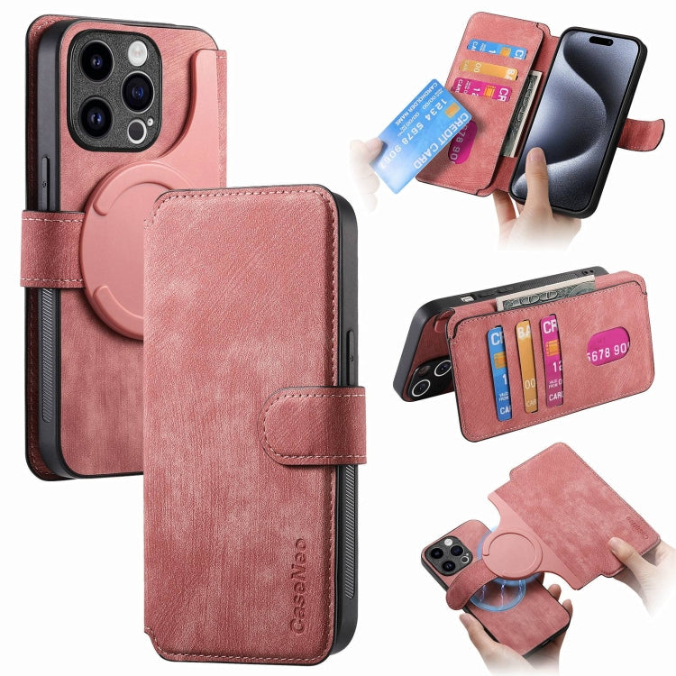 For iPhone 15 Pro Max CaseNeo MagSafe RFID Anti-theft Retro Leather Phone Case(Pink)