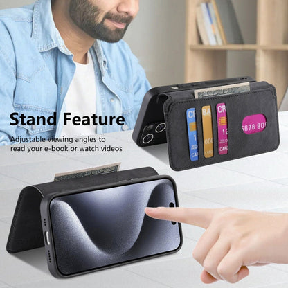 For iPhone 15 Pro CaseNeo MagSafe RFID Anti-theft Retro Leather Phone Case(Black)