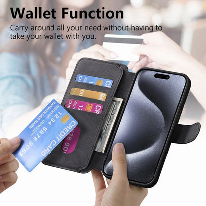 For iPhone 15 Pro CaseNeo MagSafe RFID Anti-theft Retro Leather Phone Case(Black)