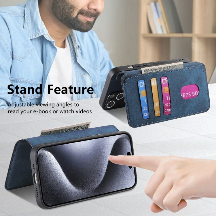 For iPhone 15 Pro CaseNeo MagSafe RFID Anti-theft Retro Leather Phone Case(Blue)